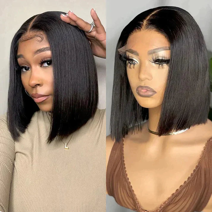 🔥4x4 Lace Closure Straight Bob Wig Human Hair 200% Density